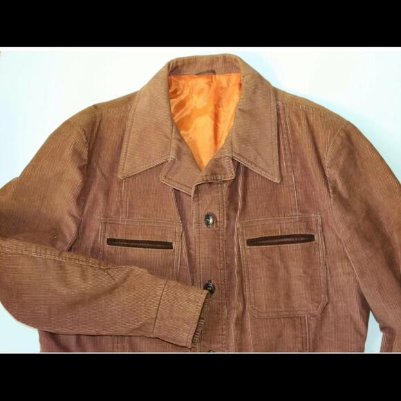 TRUE VTG GOLD! JC Penney Men's L Brown Corduroy Jacket - Picture 7 of 9